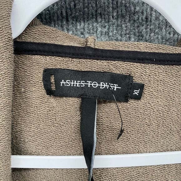 ASHES TO DVST Cardigan Womens XL Brown Camo Open Front Hooded Grunge 90s Causal - Picture 7 of 10